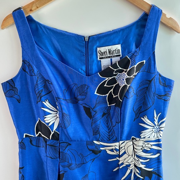 Sheri Martin‎ Dress Blue Floral  Cocktail Whimsical  Size 6 Retro Vintage Y2K - Picture 3 of 13